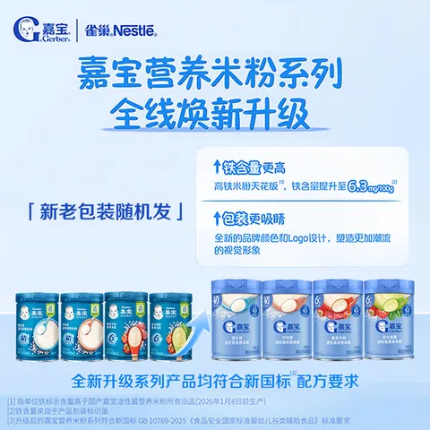 嘉宝（GERBER）婴幼儿高铁米粉维C加铁原味宝宝辅食米糊250g6-12个月 100%真验厂 图片 2