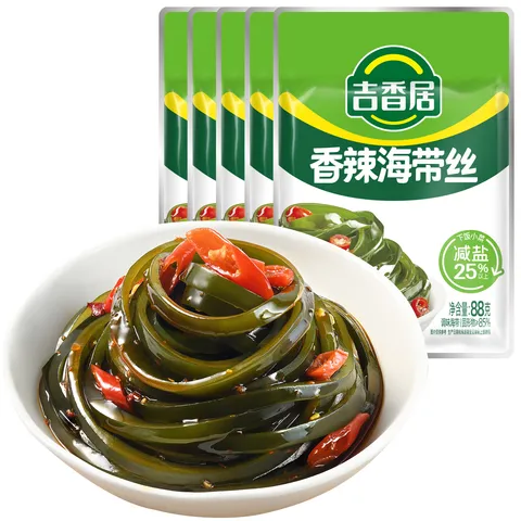 吉香居香辣海带丝88g*5袋凉拌海带丝 即食咸菜零食佐餐早餐下饭小菜 图片 1