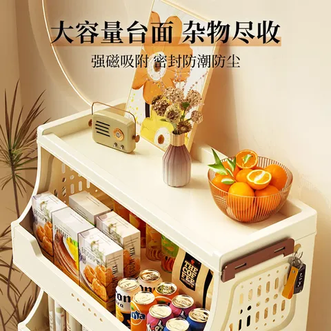 免安装折叠收纳柜客厅厨房可移动收纳箱玩具零食储物柜多层置物架 双开口款40cm 3层 图片 3