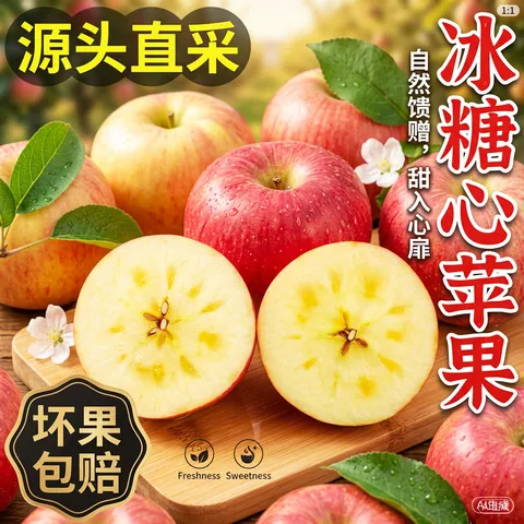 京世泽 红富士苹果 9斤装 净8.5斤 单果150起
