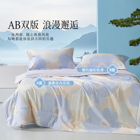 百丽丝水星集团旗下夏被 A类可机洗夏凉被 茶氨酸抗菌空调被夏季被芯 【A类抗菌&可机洗】清茉屿花 150*200cm 图片 4