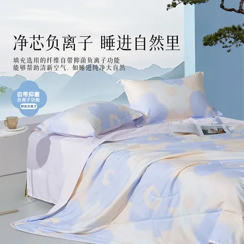 百丽丝水星集团旗下夏被 A类可机洗夏凉被 茶氨酸抗菌空调被夏季被芯 【A类抗菌&可机洗】清茉屿花 150*200cm 图片 3