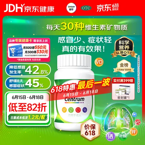 善存多维元素片(29) OTC100片成人补充30种复合维生素d叶酸备孕期维生素cVb族Ve钙铁锌 图片 1