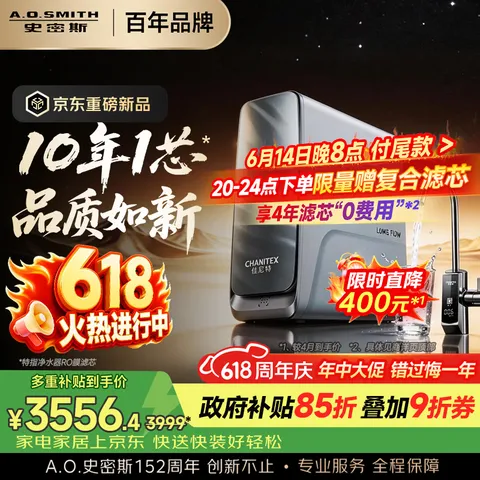 A．O．Smith/史密斯 蓝鲸1200G家用净水器台下直饮一体机RO膜