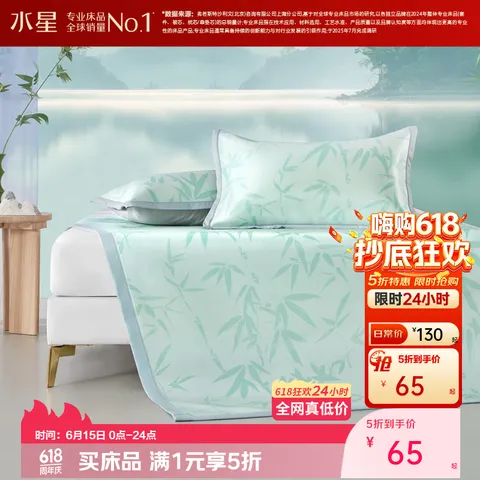 百丽丝水星集团旗下凉席冰丝席 A类可水洗冰丝席学生宿舍夏凉席子 竹韵可水洗抗菌防螨提花冰丝席-X02(抗菌/防螨) 90cm×195cm (两件套) 图片 1