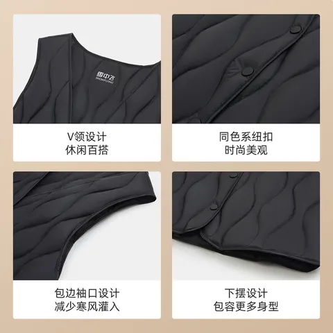 雪中飞经典新款V领轻薄显瘦羽绒马甲女士羽绒服轻盈蓬松保暖时尚 图片 5