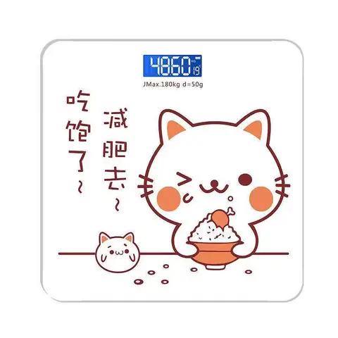 日本进口体重秤电子称家用精准蓝牙体脂秤卡通人体秤健康秤称重器61792 反省猫【USB充电款】 图片 6