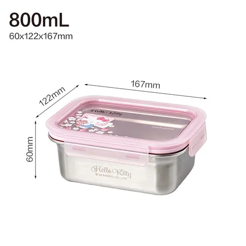 乐扣乐扣（LOCK&LOCK）316L不锈钢保鲜盒饭盒可微波冰箱收纳盒 800ml-helloKitty限定款 图片 2
