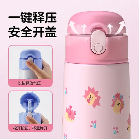 乐扣乐扣（LOCK&LOCK）儿童吸管保温杯宝宝316L不锈钢水杯学生大容量水壶500ml 蓝色 图片 3