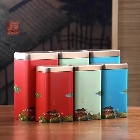 京适茶叶罐茶叶礼盒空盒便携旅行茶叶储存罐密封罐防潮金属铁罐包装盒 【江山如画】小罐 150克 图片 4