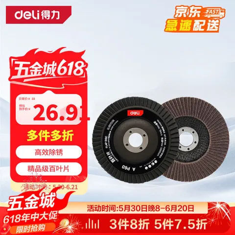 得力（deli）角磨机百叶片百叶轮打磨片瓷砖打磨片磨光片金刚石磨片 80目10片 图片 1