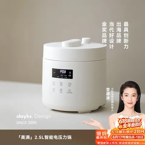 olayks/欧莱克 电压力锅小型2.5L多功能智能调压迷你电饭锅陶白色
