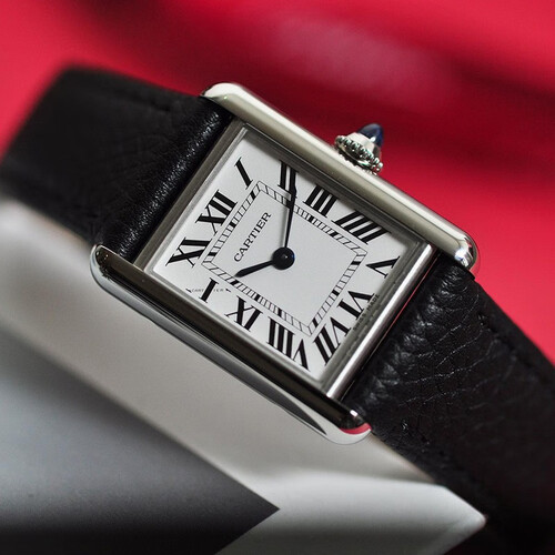 卡地亚cartier瑞士手表坦克系列时尚方形优雅简约女士腕表皮带石英表