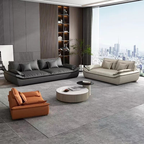 京居 布艺沙发轻奢超深坐宽靠沙发背意式帆船沙发极简小户型直排s110