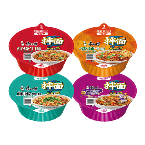 康师傅方便食品 康师傅 方便面 干拌面红烧牛肉*6 香辣*3 藤椒*3碗 盒