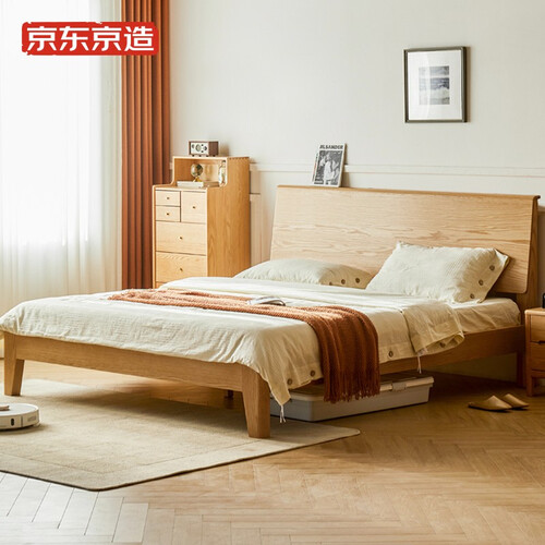 京东京造北美fas橡木床实木床主卧双人床卧室家具品质大板林中梦18米