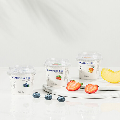 卡士classykiss黄桃果粒鲜酪乳100g6杯低温酸奶风味发酵乳