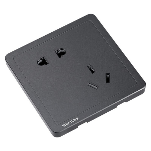 西门子开关插座面板10只装斜五孔插座86型暗装插座面板致典金属黑