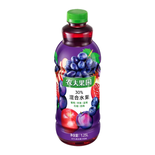 农夫山泉农夫果园30混合果汁饮料葡萄苹果125l2瓶
