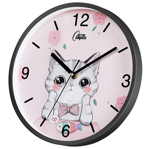 创意简约钟表客厅石英钟表挂墙卧室时钟 c2855 粉萌小猫 29元-聚超值