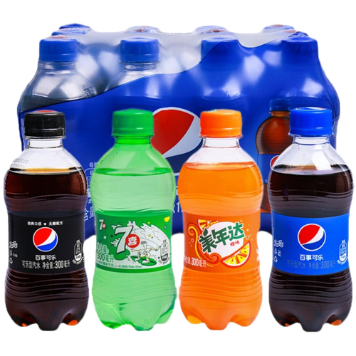 1234百事可乐百事可乐七喜美年达300m/瓶碳酸饮料无糖可乐散装整箱