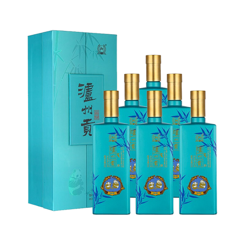 泸州老窖泸州贡翡绿浓香型白酒52度500ml6瓶整箱含礼品袋熊猫酒
