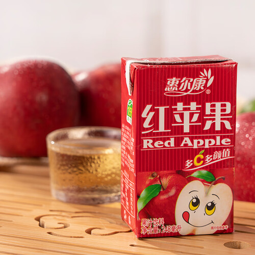 惠尔康果汁饮料红苹果 清爽饮品 248ml*24盒 整箱饮料 礼盒装 年货