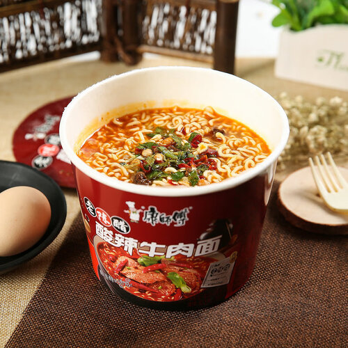 康师傅方便面 老陈醋酸辣牛肉面 85*12桶 泡面桶装 方便面整箱 53.