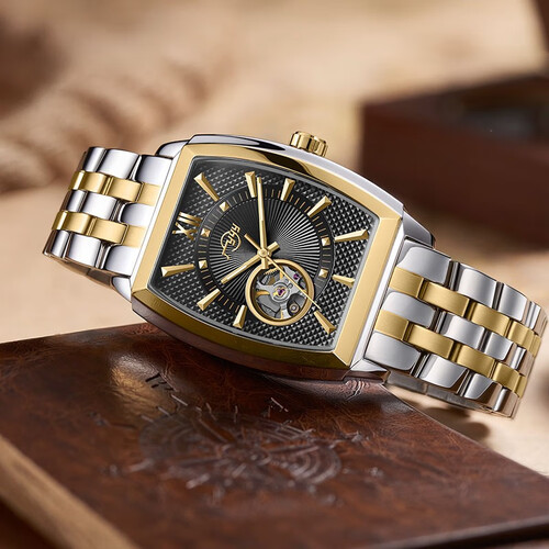 12345678910广州牌手表酒桶型时尚镂空大表盘全自动机械表男士防水男