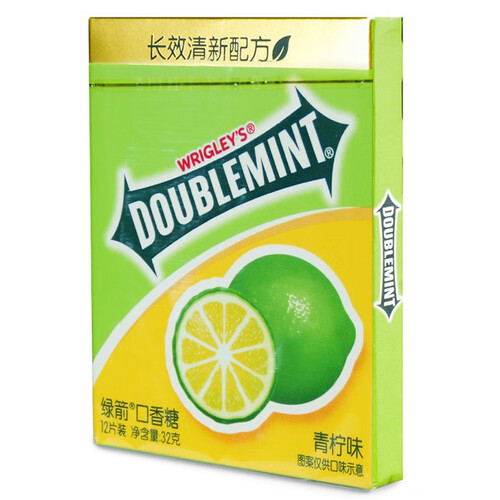 绿箭(doublemint)口香糖 青柠口味约12片32g单盒装 办公室休闲零食 5.