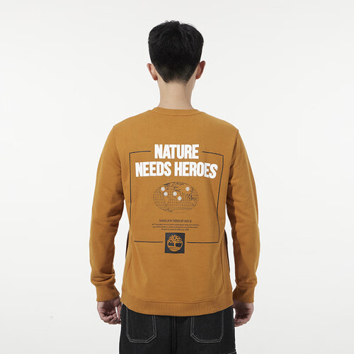 添柏岚(timberland)卫衣男圆领黑色 秋冬户外棉质宽松保暖毛圈针织