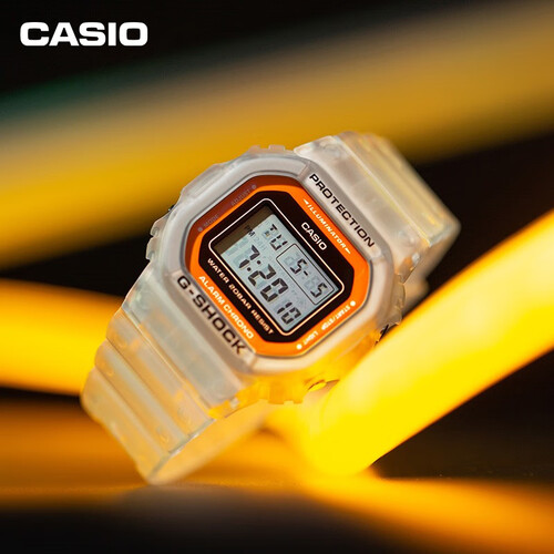 卡西欧casio礼物gshock男士时尚透明炫彩系列运动防水手表dw5600ls7dr