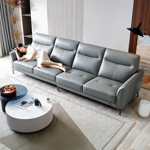 全友家居 真皮沙发现代简约大小户型头层黄牛皮沙发客厅家具102710b