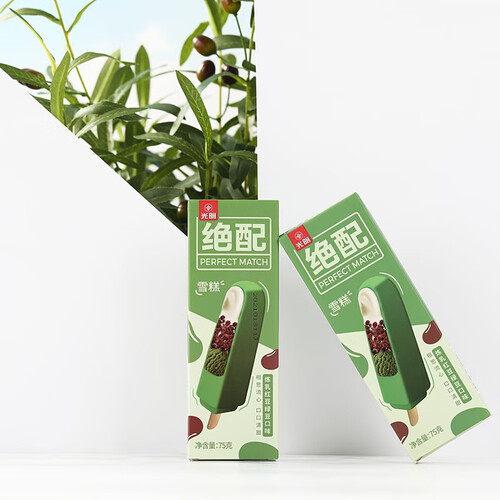 bright 光明 绝配炼乳红豆绿豆口味冰淇淋 75g*6支 冷饮冰激凌雪糕奶