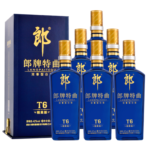 郎酒白酒 langjiu 郎酒 郎牌特曲t6精英版 浓香型白酒 42度500ml*6瓶