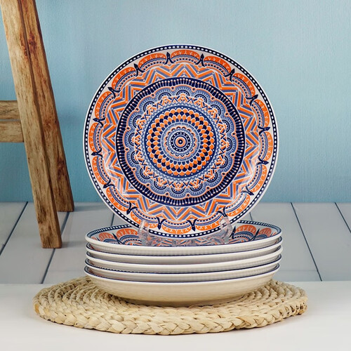 佰陶匠波西米亚8英寸红盘家用颜值陶瓷餐具菜盘饭盘沙拉盘 波西米亚8