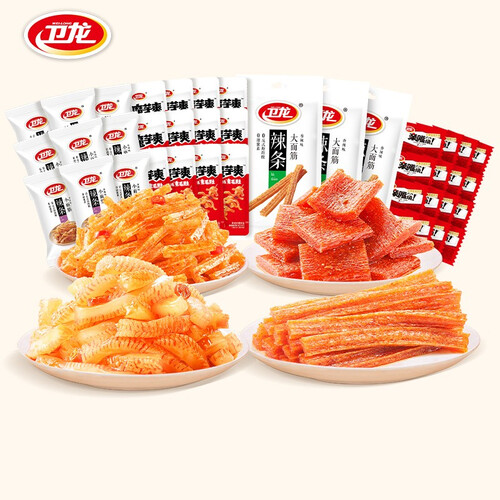 卫龙辣条零食大礼包怀旧童年小吃办公室休闲零食 招牌必吃辣组合814g|