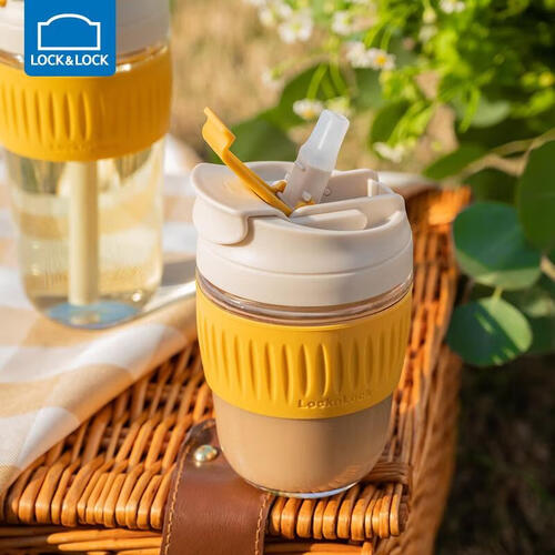 乐扣乐扣(lock&lock)玻璃杯 lock&lock 乐扣乐扣 玻璃杯 350ml 雏菊黄