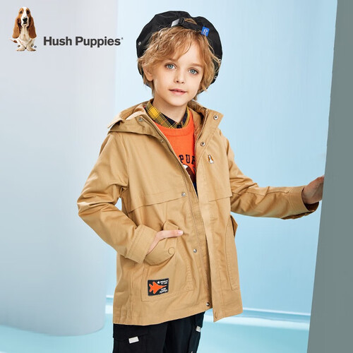 暇步士hushpuppies童装女童男童风衣春秋季中大童卡儿童宽松舒适外套