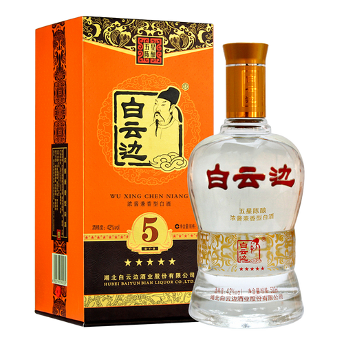白云边白酒 白云边 星级系列 五星 陈酿 42%vol 兼香型白酒 500ml 单