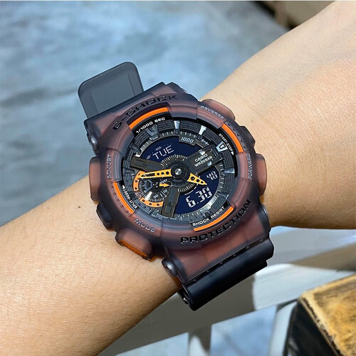 卡西欧g-shock冰电之韧夏季半透明多色荧光多功能运动防水手表 ga-110