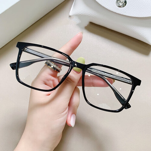 erilles方形黑镜框 防蓝光近视眼镜复古tr90眼镜框架素颜可配近视男女