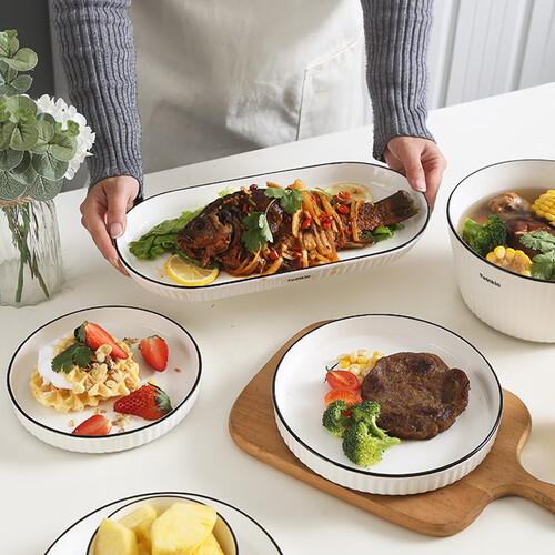 应州东进餐具套装 应州东进 北欧轻奢碗碟套装 42头 海浪花网红碗筷