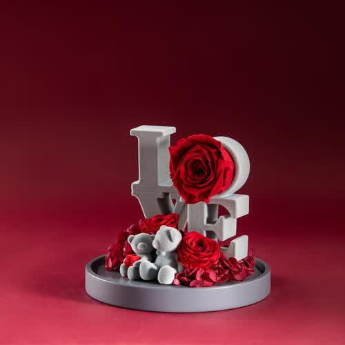 西罗斯seerose永生花对玫瑰熊玻璃罩礼盒送闺蜜新婚结婚520情人节爱人