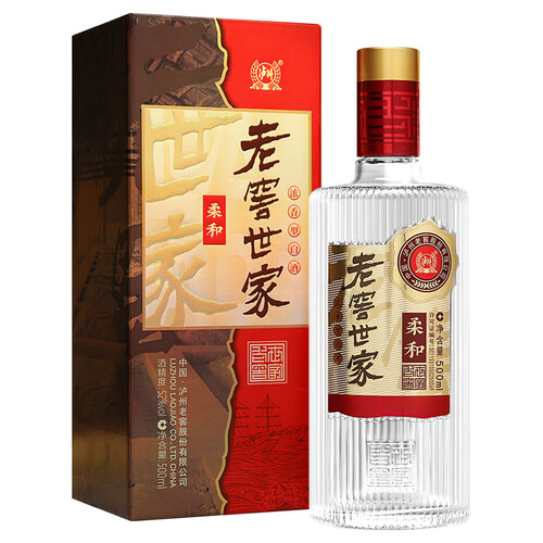 泸州老窖 老窖世家柔和 浓香型白酒 52度500ml 单瓶装纯粮酒水 39元