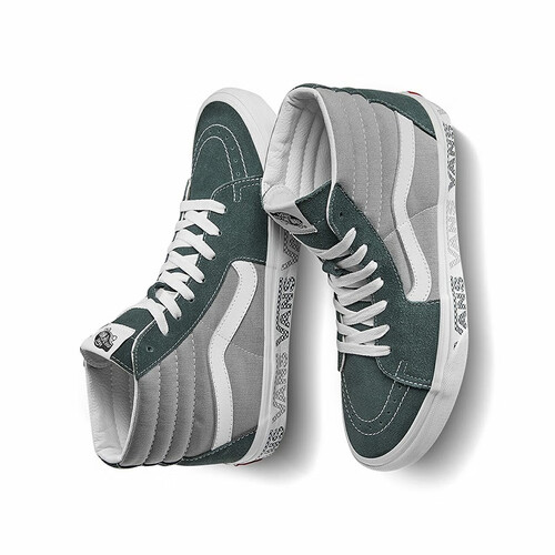 vans范斯官方sk8hi灰绿拼接休闲风男鞋女鞋板鞋运动鞋灰绿色37