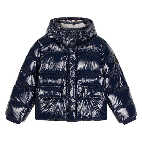 hazzys哈吉斯童装女童儿童羽绒服冬季新品中大童亮皮立领连帽保暖外套