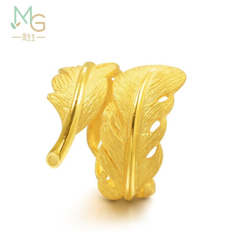 周生生足金爱情密语羽毛黄金戒指女款 三金传承戒指 86820r计价 11圈