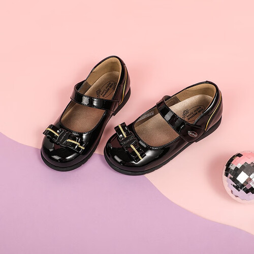 江博士drkong童鞋春秋女儿童黑色小皮鞋幼儿公主单鞋软底礼仪鞋黑色22