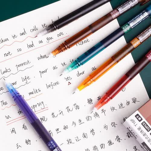 白雪snowhitet16f速干直液式走珠笔复古色中性笔05mm针管型学生用笔